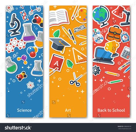 Back School Vertical Banners Set Flat Stock Vector Royalty Free