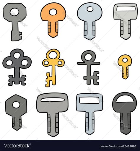 Set Key Royalty Free Vector Image Vectorstock