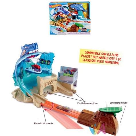 Hot Wheels Sfida Lo Squalo Mega Playset Per Macchinine Con Un Lanciatore A Forma Cod MIG