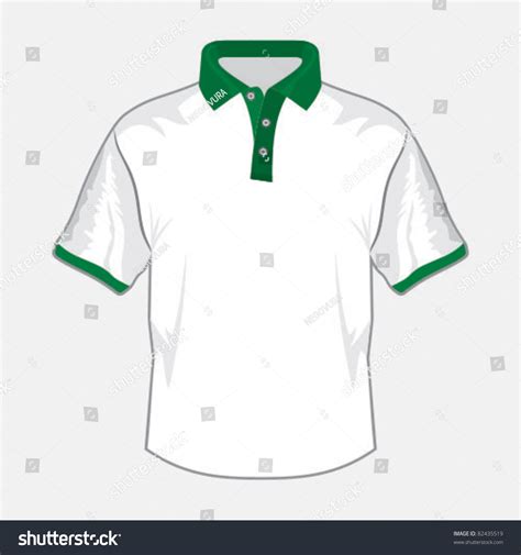 White Polo Shirt Design With Green Collar Stock Vector Illustration