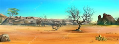 Premium Photo | African savanna desert panoramic landscape