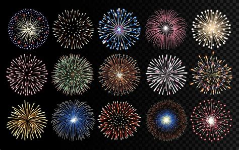 Fireworks Realistic Vector Illustration Celebrating Birthday And New