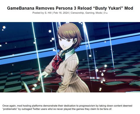 Gamebanana Removes Persona 3 Reload “busty Yukari” Mod R Kotakuinaction