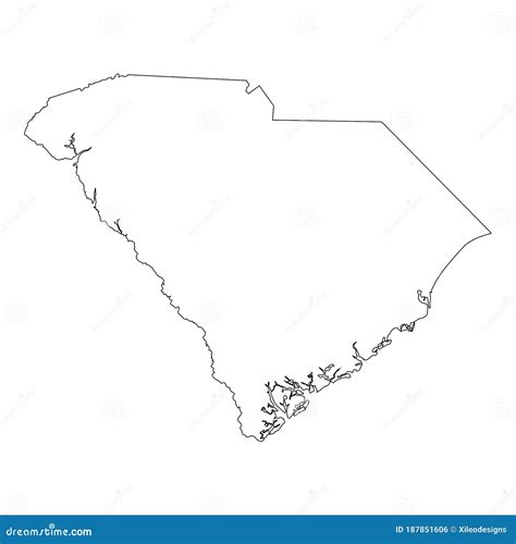 South Carolina SC State Border USA Map Outline Stock Vector