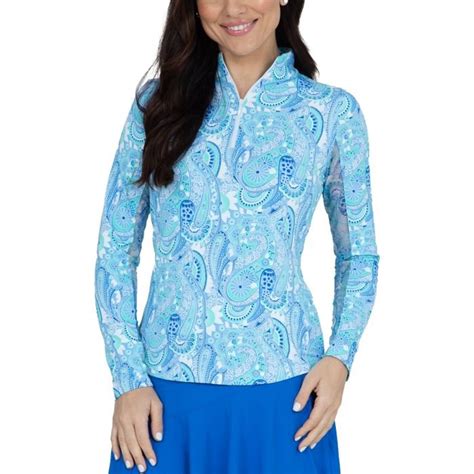 Ibkul Womens Gloria Print Long Sleeve Mock Neck Golf Top Carls Golfland