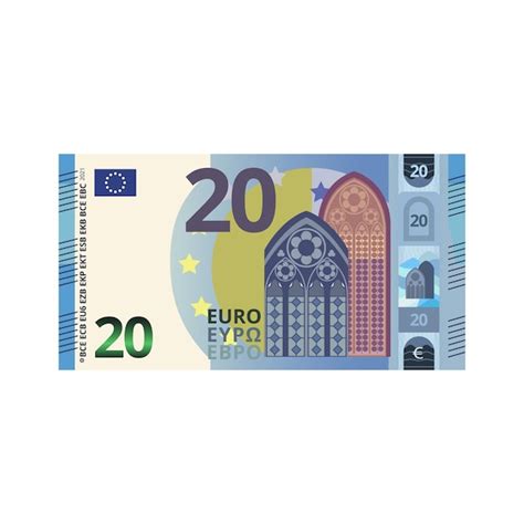 20 Euro Geldbanknote Cartoon Vektor Illustration Isoliertes Objekt