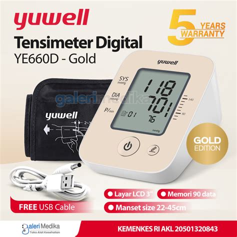 Jual Tensimeter Digital Yuwell YE660D Gold Alat Ukur Tekanan Darah