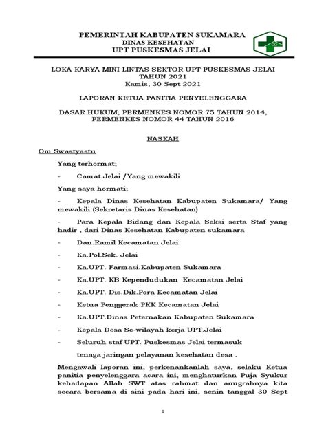 Naskah Laporan Ketua Panitia Lokmin Linsek 2017 Pdf