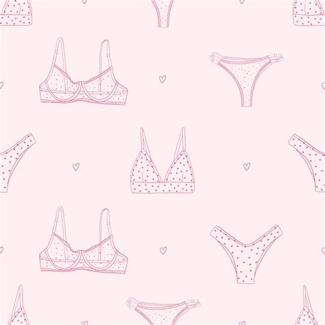 Premium Vector Girly Underwear Seamless Pattern Trendy Female Lingerie Panties Bikinis And Bras