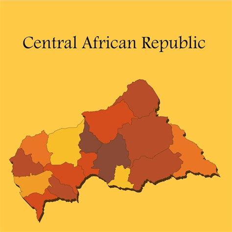 Mapa vectorial de la república centroafricana con líneas de regiones y