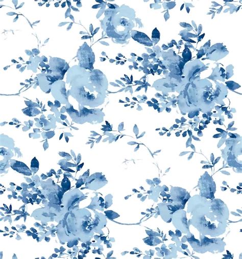 Un Fondo Floral Azul Con Flores Y Hojas Azules Vector Premium