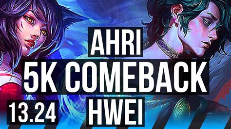 AHRI Vs HWEI MID Comeback 67 Winrate 7 3 12 KR Diamond 13 24