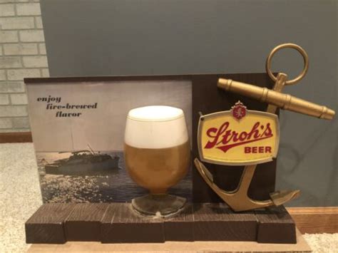 Vintage Strohs Beer Sign 3d Anchor And Beer Glass Enjoy Fire Brewed Flavor Bar Ebay