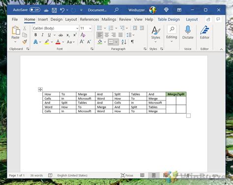 How To Merge And Split Tables And Cells In Word Winbuzzer