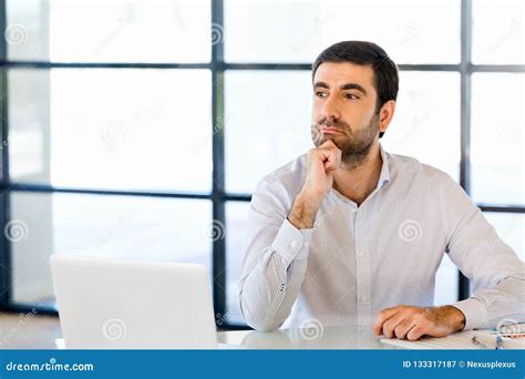 Pensive Businessman At Office Stock Image Image Of Confident Table 133317187