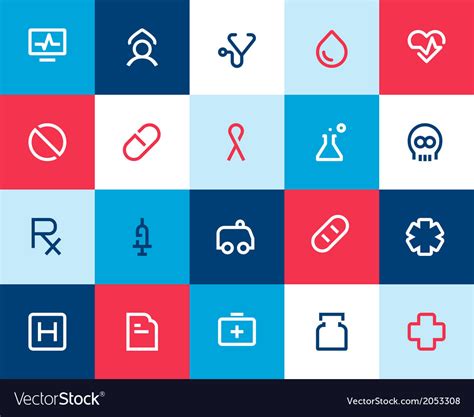 Medical and healthcare icons flat Royalty Free Vector Image