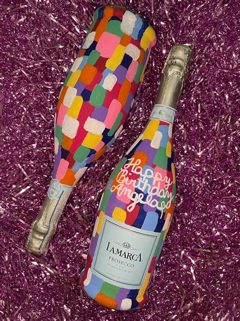 Birthday Painted Prosecco Bottle - Etsy