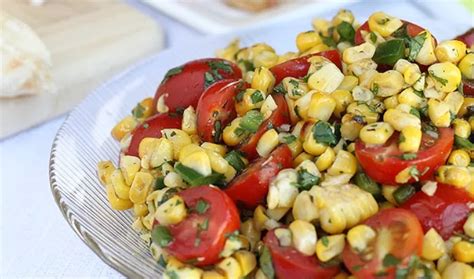 Tex Mex Grilled Sweet Corn And Tomato Salad Recipe Nine Recipes