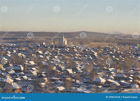 Winter Rural Landscape Of The Russian Countryside. Frosty Winter Stock ...