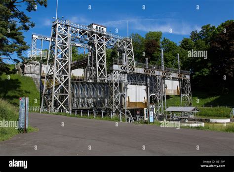 Old hydraulic boat lifts and historic Canal du Centre, Belgium, Unesco Heritage - The hydraulic ...