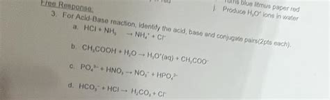 [answered] For Acid Base Reaction Identify The Acid Base And Kunduz