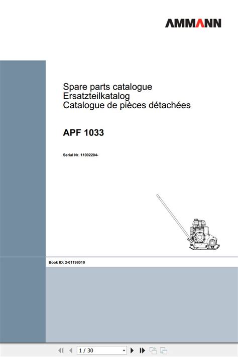 Ammann Vibratory Plates Apf Spare Parts Catalog