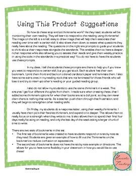 Stop And Jot Bookmarks 5th Grade By Heuristic Teaching TPT