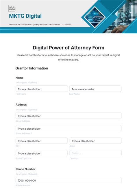 Free Digital Power of Attorney Form Template to Edit Online
