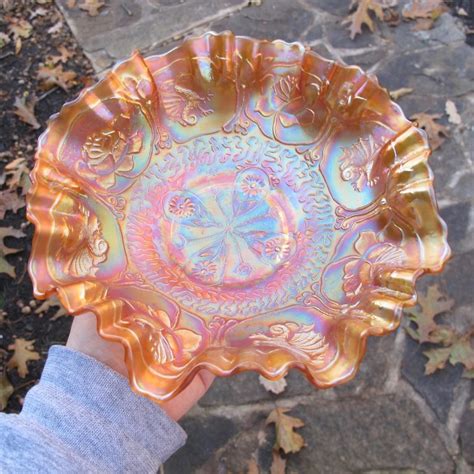 Antique Fenton Marigold Dragon Lotus Carnival Glass N Bowl