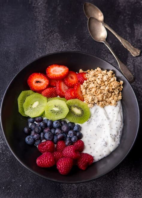 Greek Yogurt Bowl With Chia Seeds Granola And Fruit Yogurt Breakfast