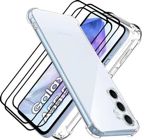 Xiqutoa For Samsung Galaxy A55 5g Case With Tempered Glass Screen Protector 3packsamsung A55