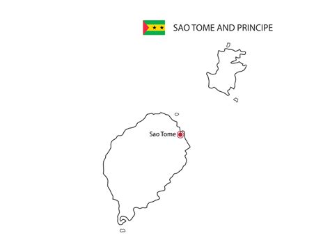 dibujar a mano el vector de línea negra delgada del mapa de sao tome y