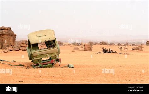 Abandoned military vehicle, Sahara Desert. This military vehicle and ...