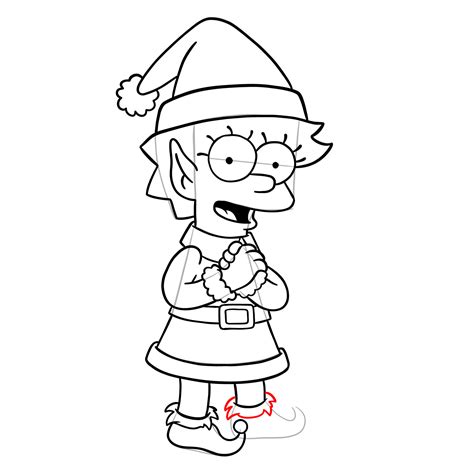 How To Draw Lisa Simpson As A Christmas Elf Step By Step Guide