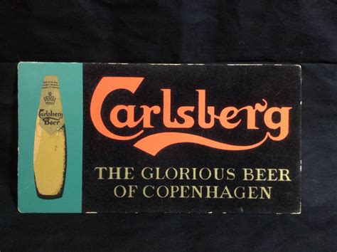 Carlsberg Beer Cardboard Sign Vintage Black Felt Copenhagen Denmark Bar