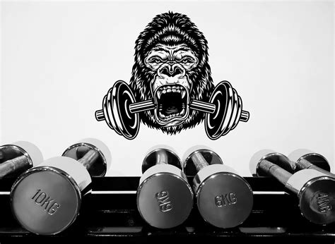 Gym Wall Decal Custom Fitness Decor Workout Art Vinyl Gorilla Gym Quote