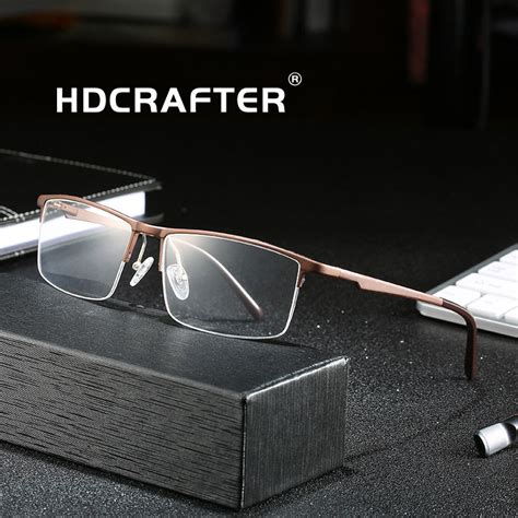 Hdcrafter Unisex Semi Rim Rectangle Square Titanium Frame Eyeglasses