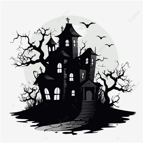 Haunted House Silhouette Vector Sticker Clipart An Illustration Of A