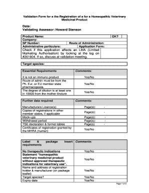 Fillable Online Vmd Defra Gov Validation Form For A The Registration Of