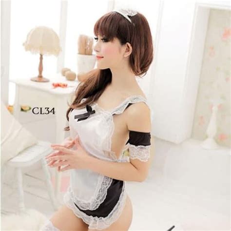 Jual KOSTUM CELEMEK PELAYAN SEKSI LINGERIE FRENCH MAID SEXY COSPLAY