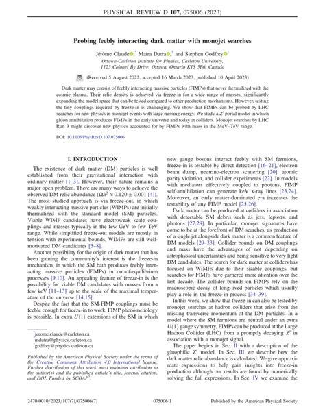 PDF Probing Feebly Interacting Dark Matter With Monojet Searches