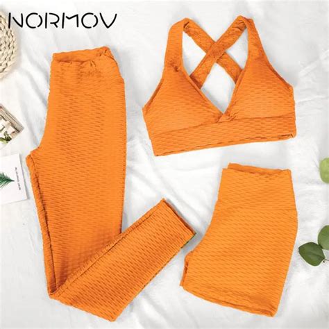 Normov Anti Cellulite 2 3pcs Long Seamless Yoga Set Gym Set Women