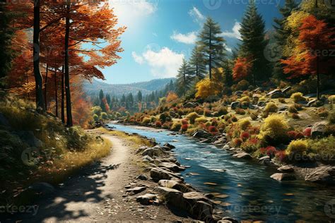 AI generated River Nature Landscape in Autumn Fall Season 35815216 ...