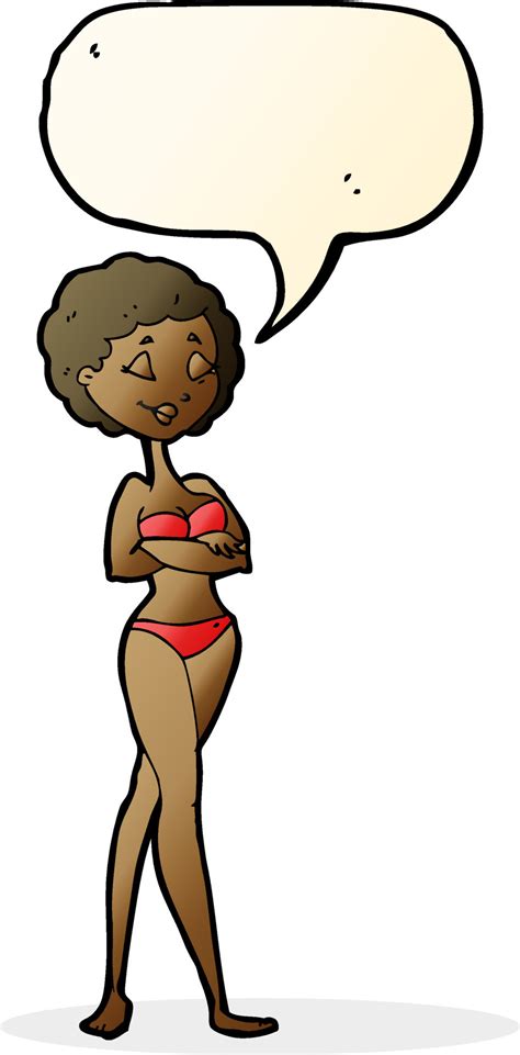 Cartoon Retro Woman In Bikini With Speech Bubble 12311767 Vector Art At