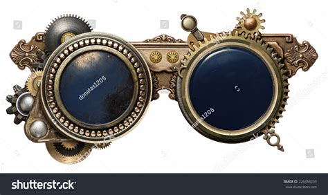 Steampunk Glasses Metal Collage Isolated On Stock Photo 226454239 ...