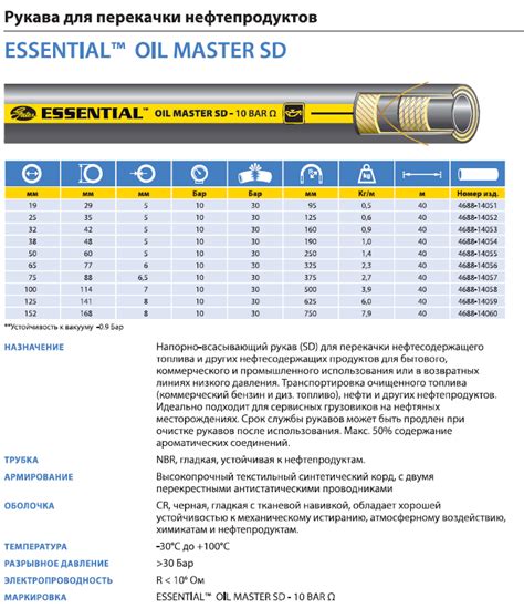Рукав МБС Essential OIL MASTER SD - Москва
