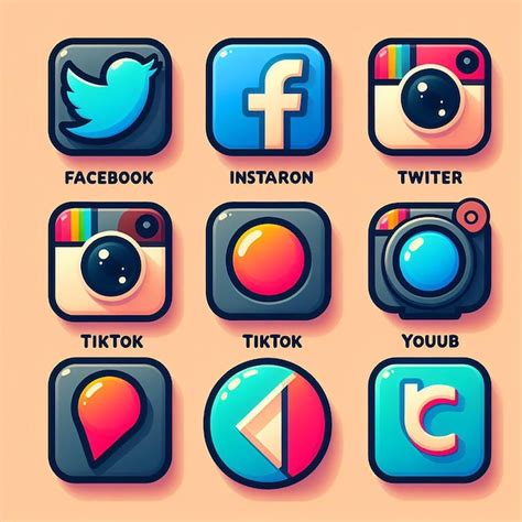 Sociale Media Pictogrammen Vector Set Met Facebook Instagram Twitter