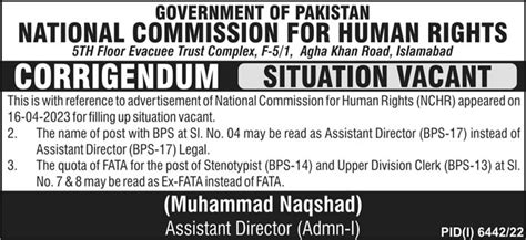 Situations Vacant At National Commission For Human Rights Job