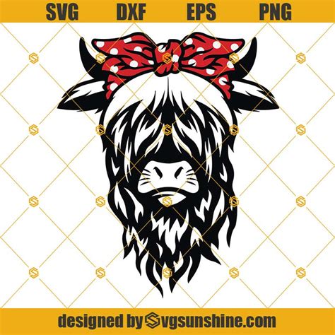 Cow Bandana Svg Highland Cow Svg Cow Svg Heifer Svg Cow Head Svg