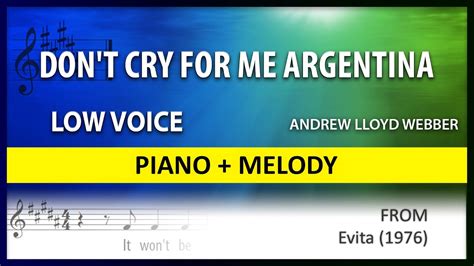 Dont Cry For Me Argentina Lloyd Webber Instrumental Low Voice